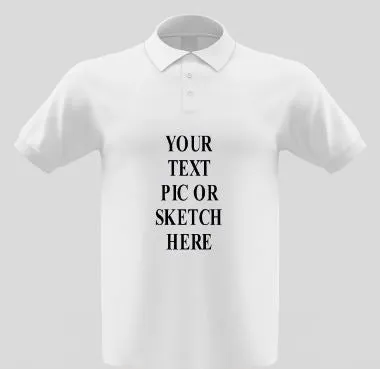 Customized White Polo Shirt with Design/Pic