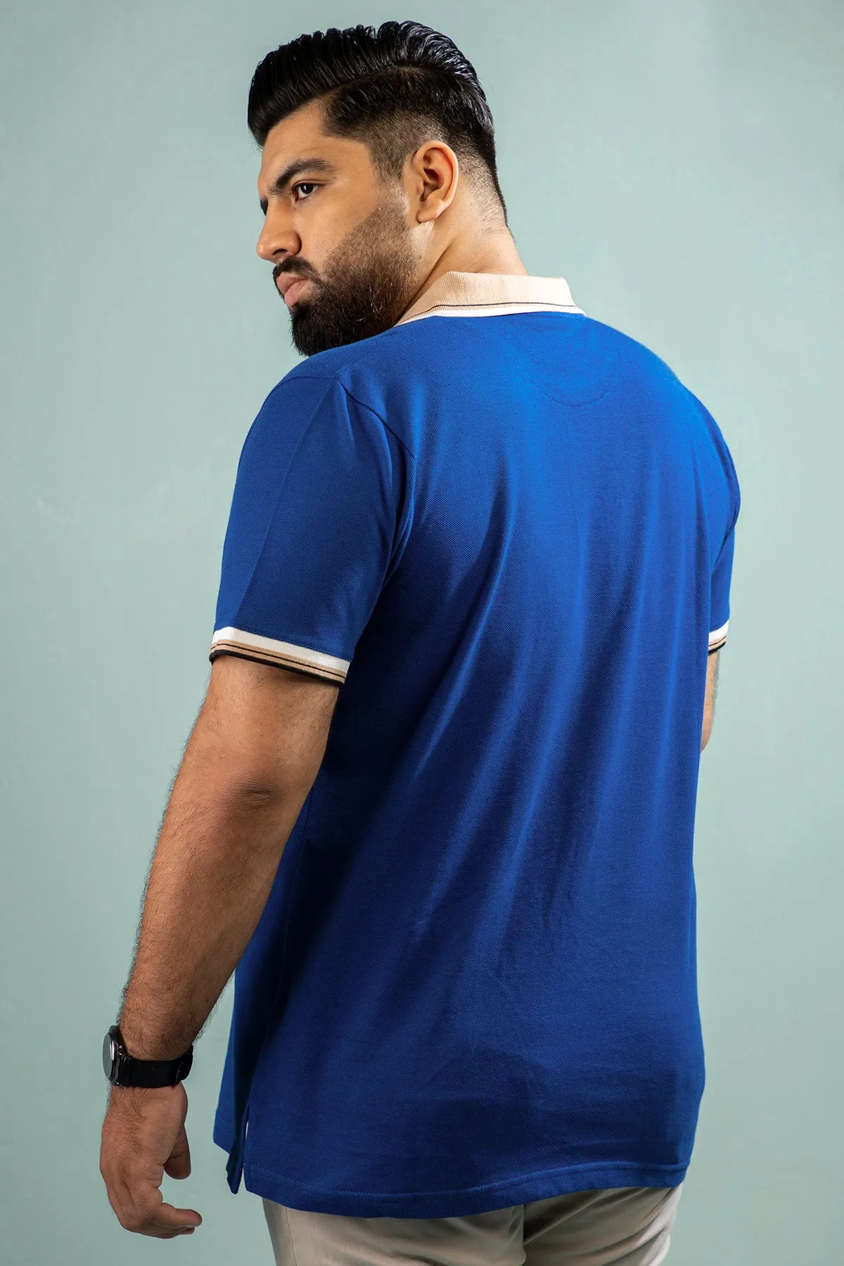 Dark Blue Yarn Dyed Polo Shirt (Plus size) - A24 - MP0265P