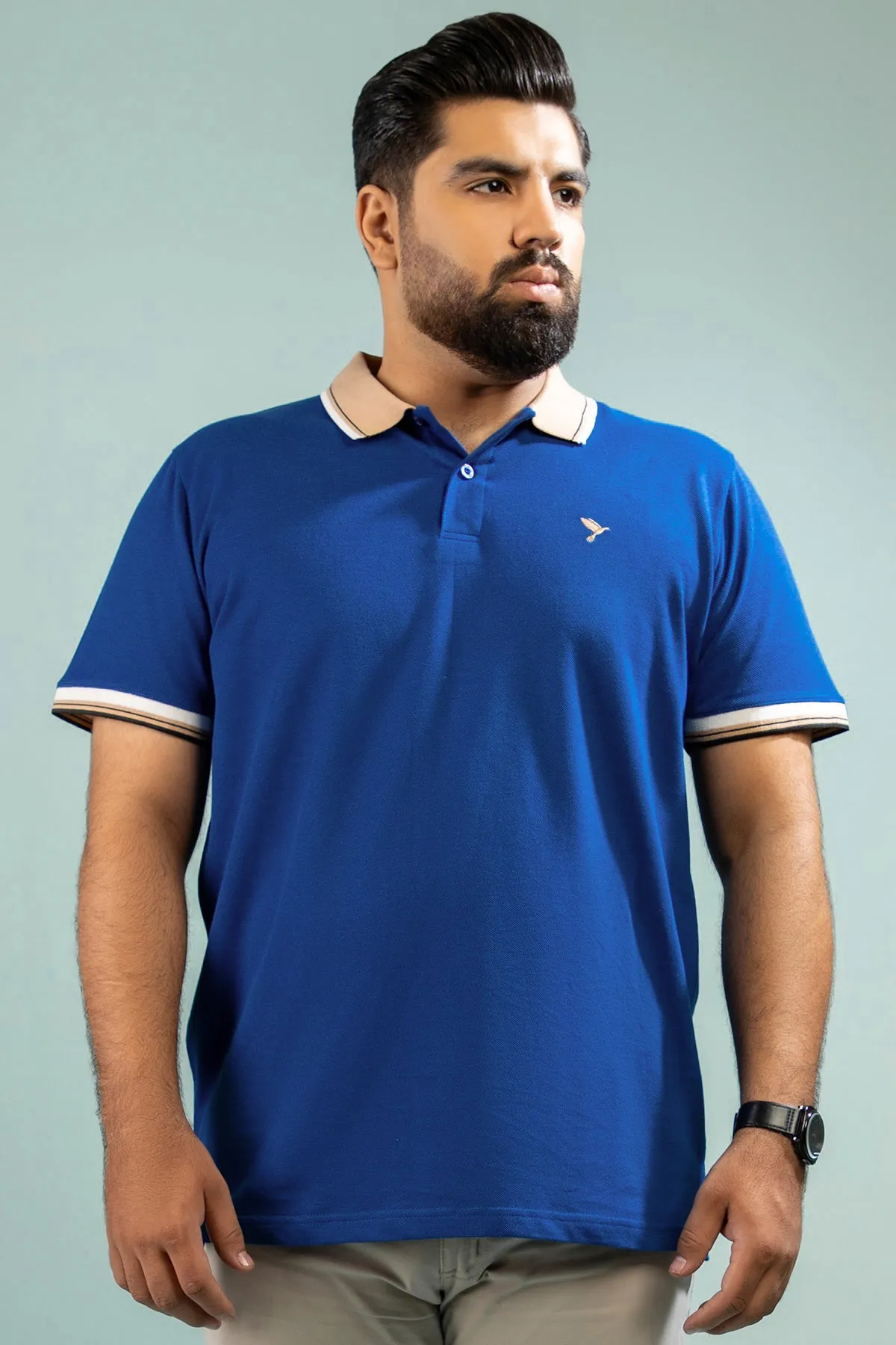 Dark Blue Yarn Dyed Polo Shirt (Plus size) - A24 - MP0265P