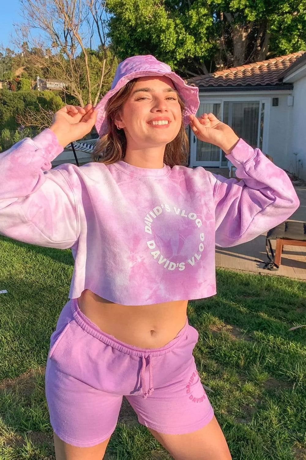 David Dobrik Purple Cloud Crop Crewneck