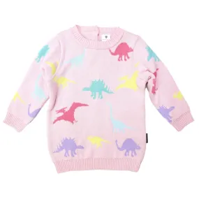 Dinosaur long sweater pink