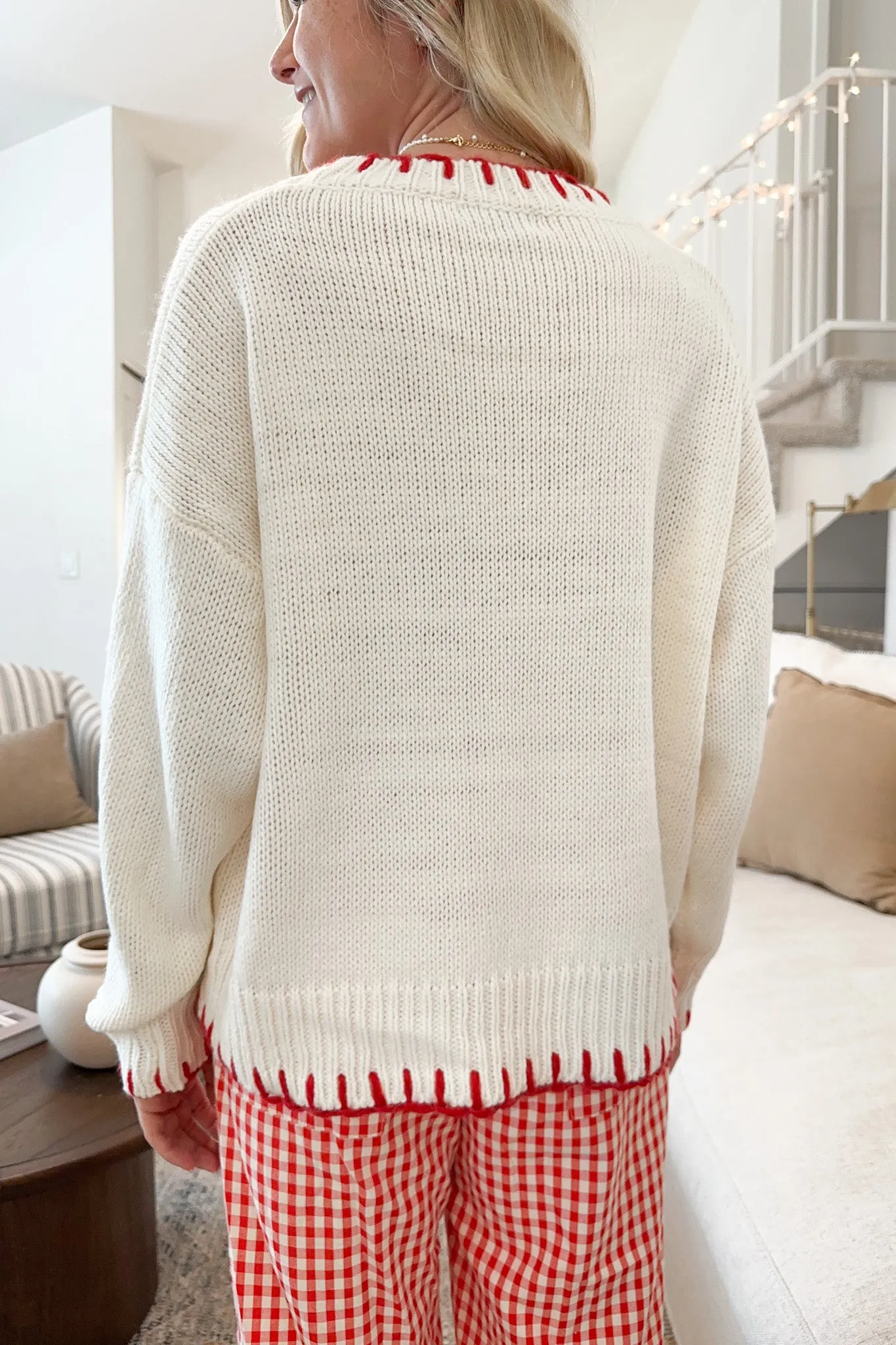 Eloise Giant Ribbon Sweater in Holiday Cream