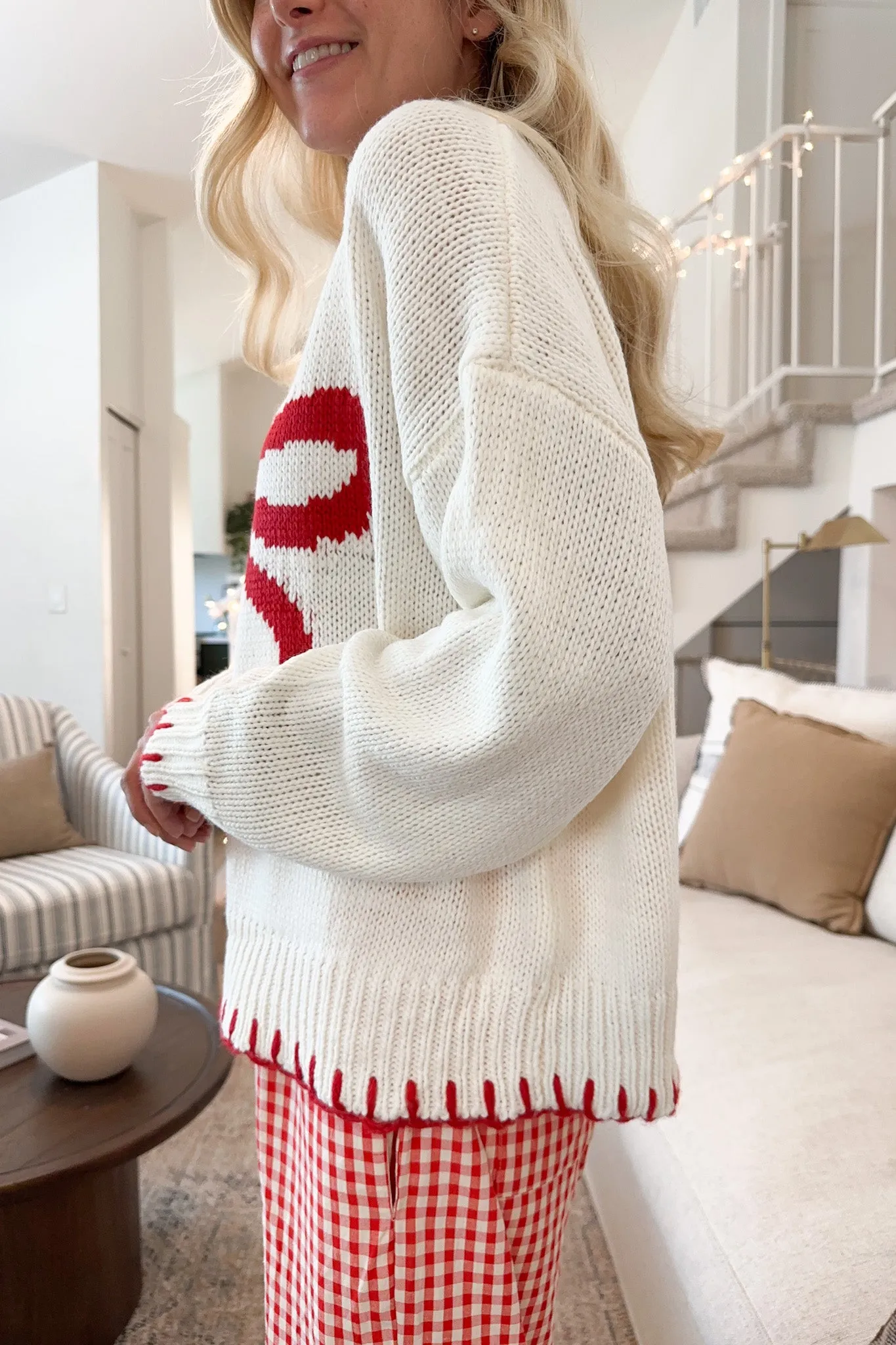 Eloise Giant Ribbon Sweater in Holiday Cream