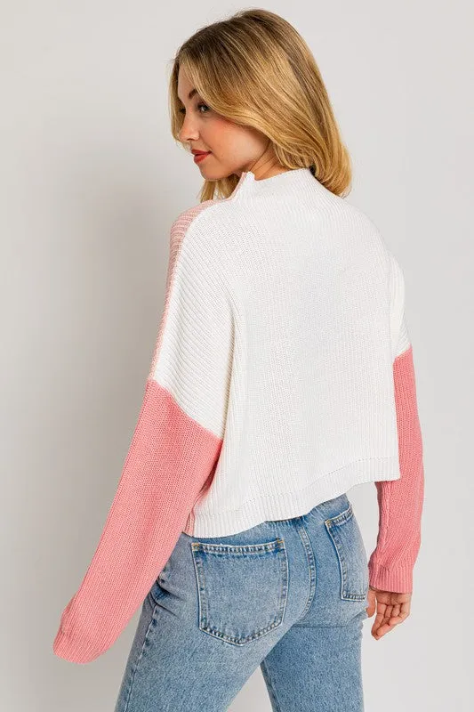 Evermore Color Block Sweater // Blush or Blue