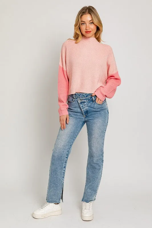 Evermore Color Block Sweater // Blush or Blue