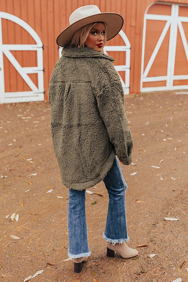 Extra Snuggles Sherpa Jacket In Olive