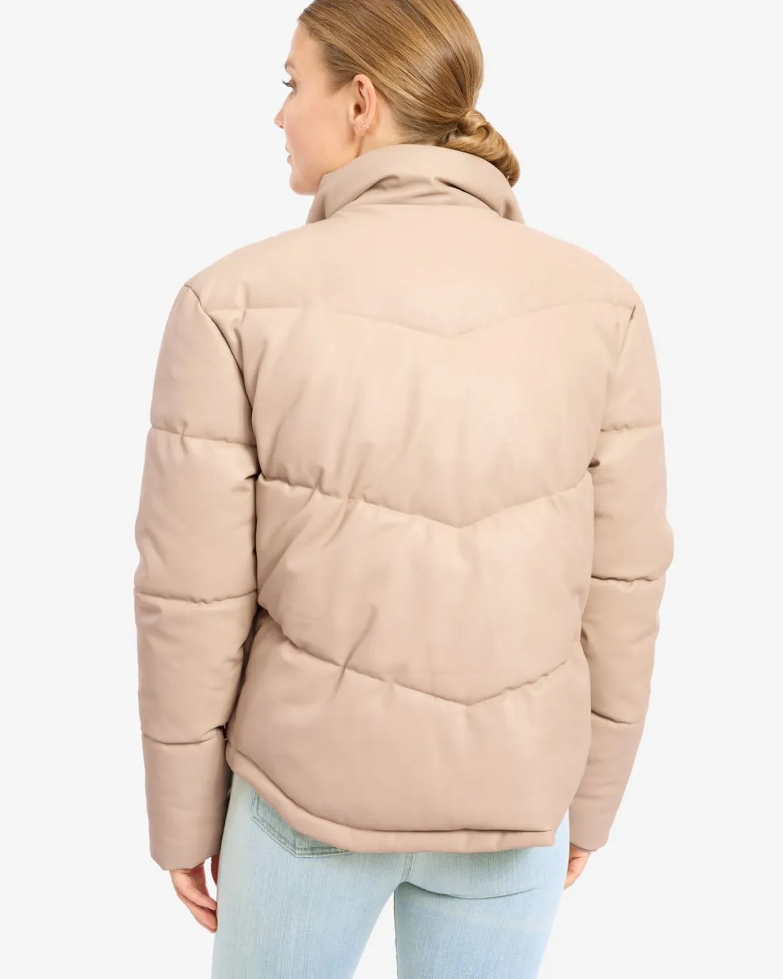 Faux Leather Puffer Jacket