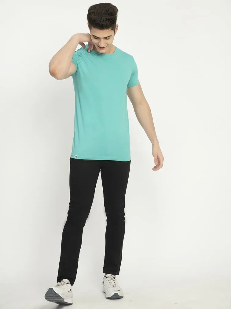 Firozy Blue Plain Round Neck T-Shirt