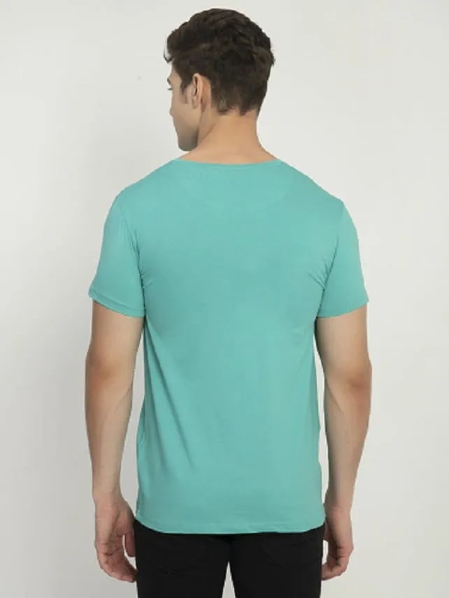 Firozy Blue Plain Round Neck T-Shirt