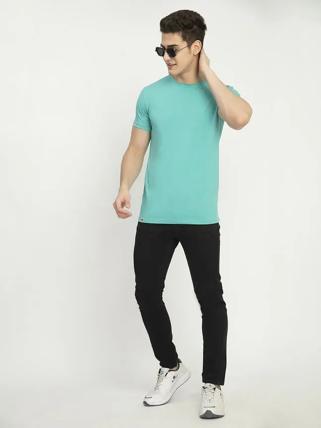 Firozy Blue Plain Round Neck T-Shirt