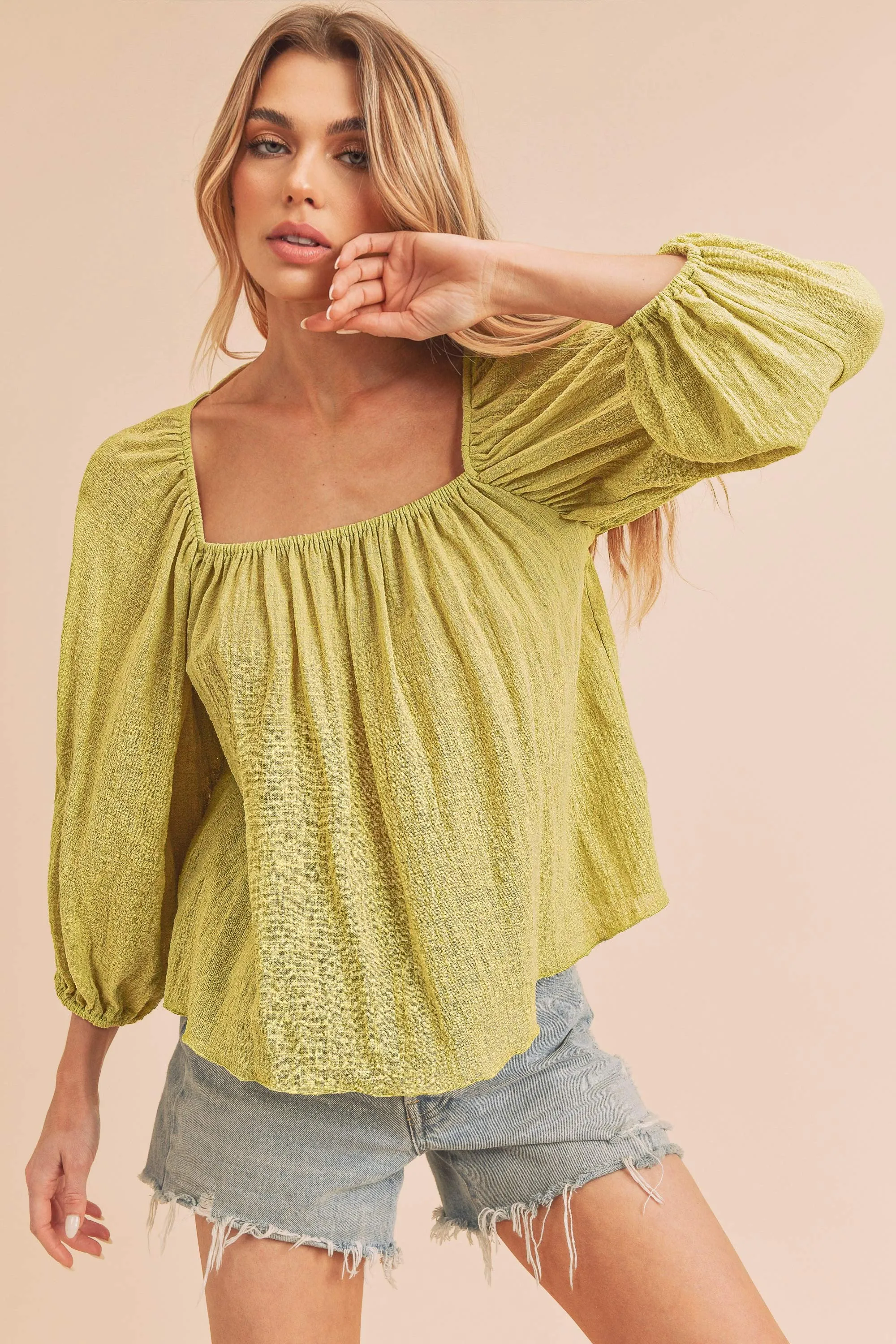 Flowy Top with Puff Sleeves