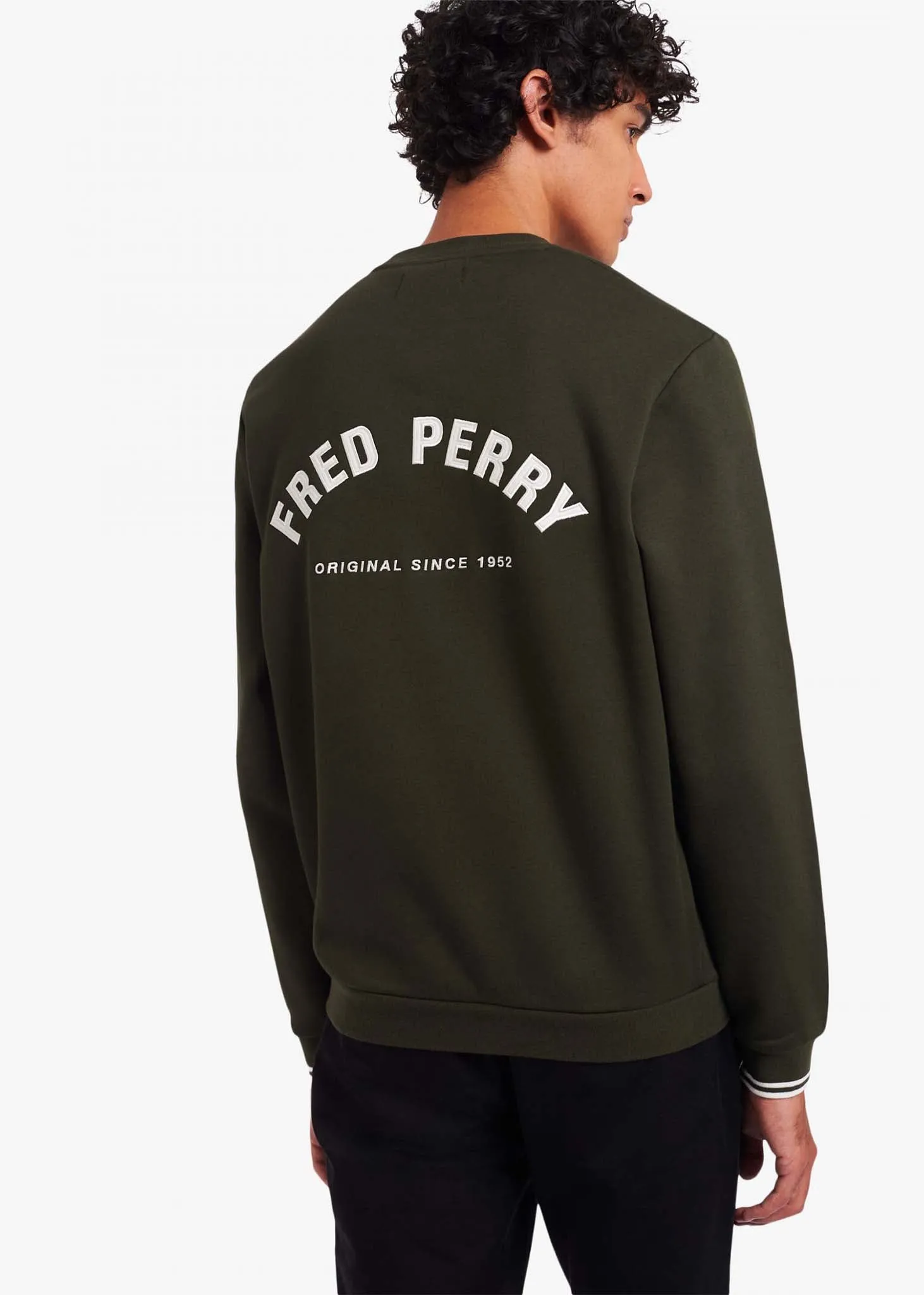 Fred Perry embroidered sweat - hunting green