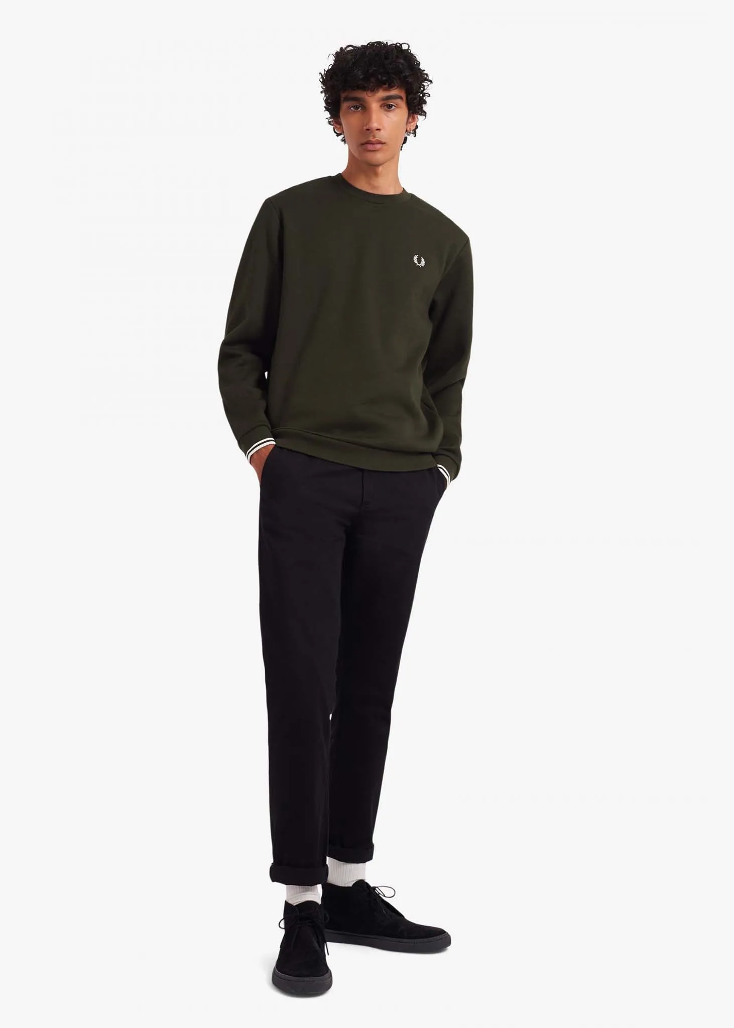 Fred Perry embroidered sweat - hunting green