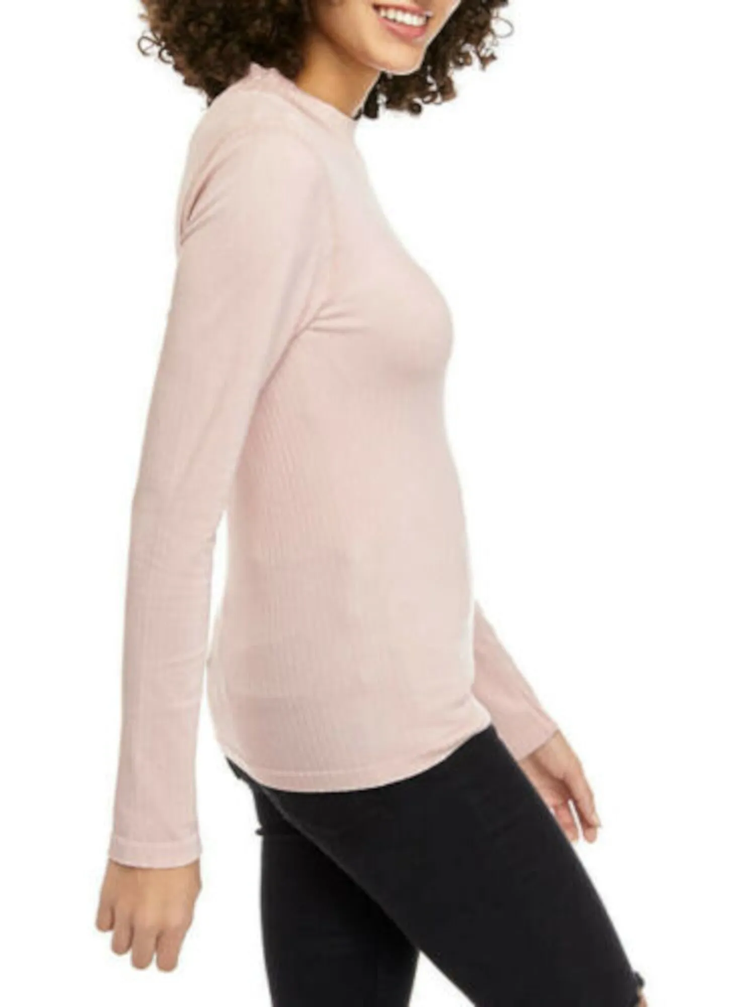 Free People Women's Long Sleeve Turtle Neck T-Shirt Blush Size X-Small