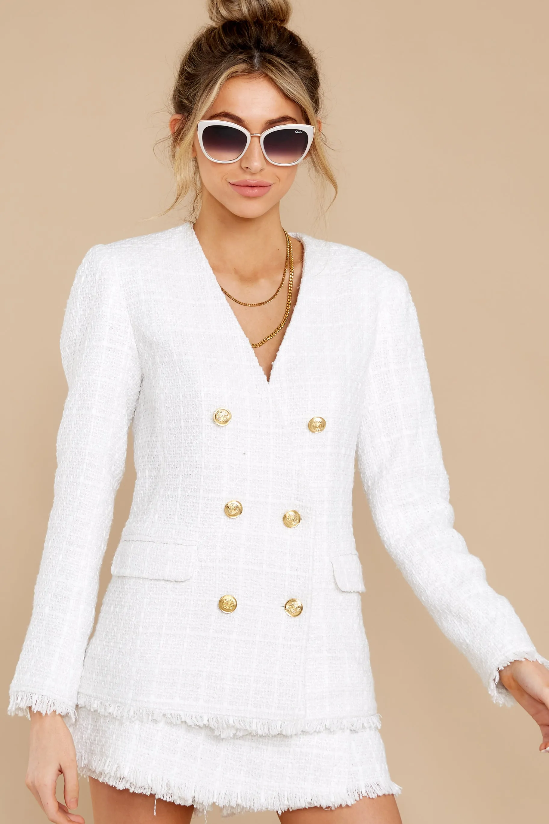 From The City Ivory Tweed Blazer