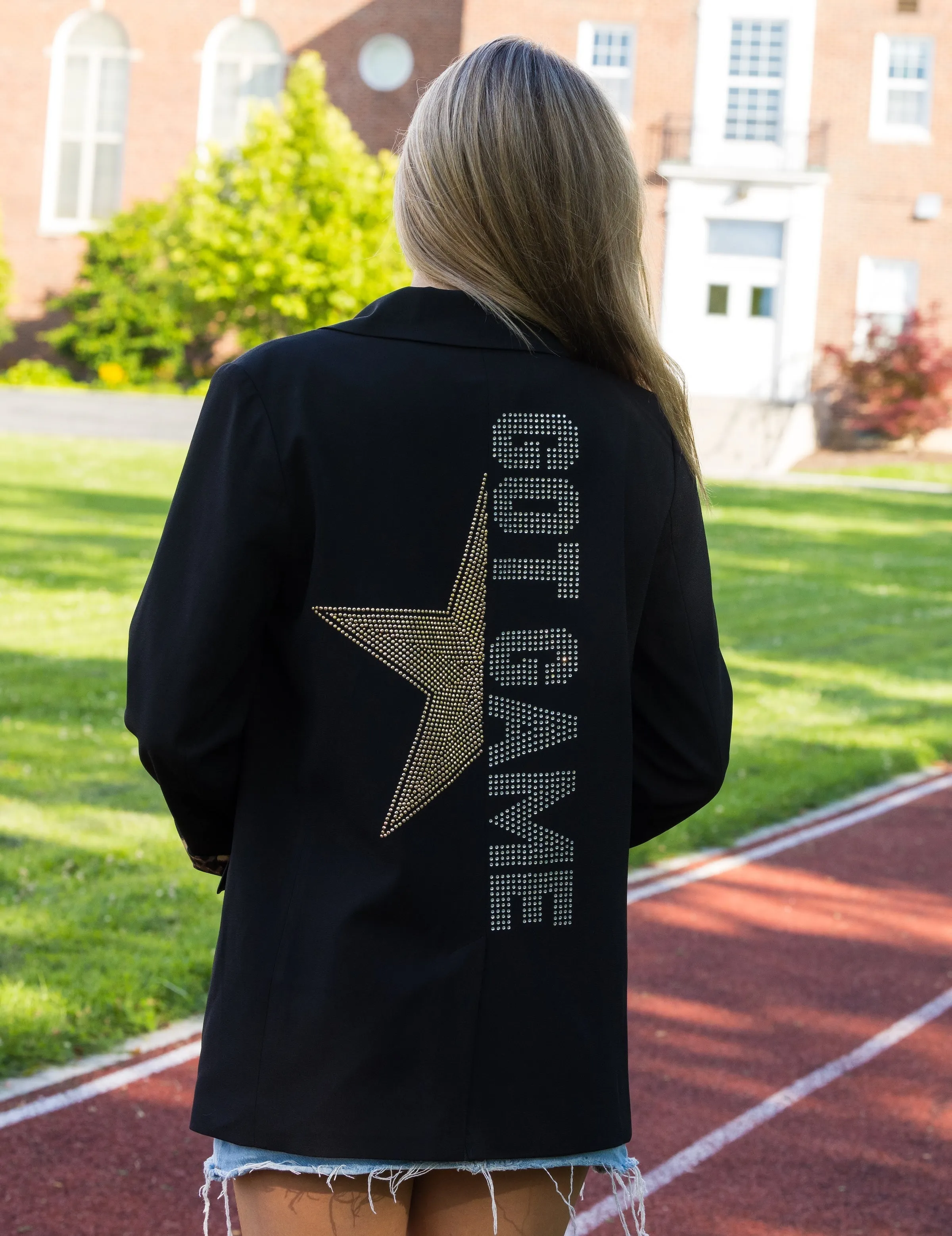 Game Day Blazer, Leopard Lined Black, Got Game Star