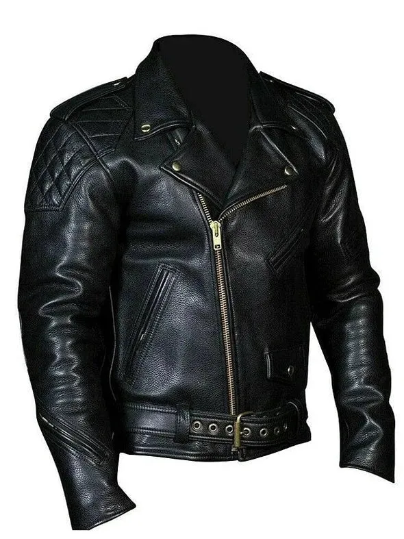 Gay Motorcycle Cop Leather Jacket Black