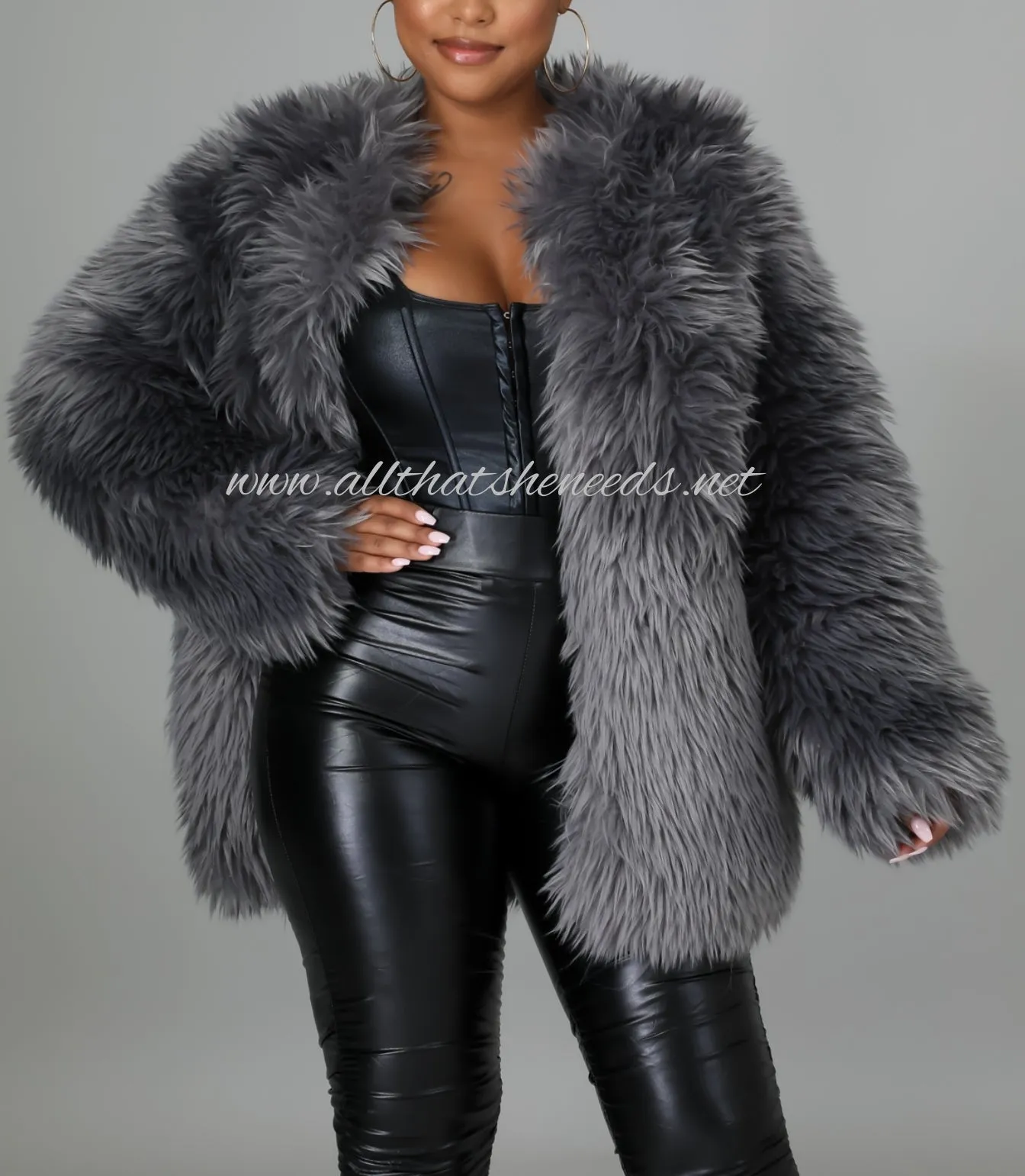 Gray Skies Faux Fur Coat