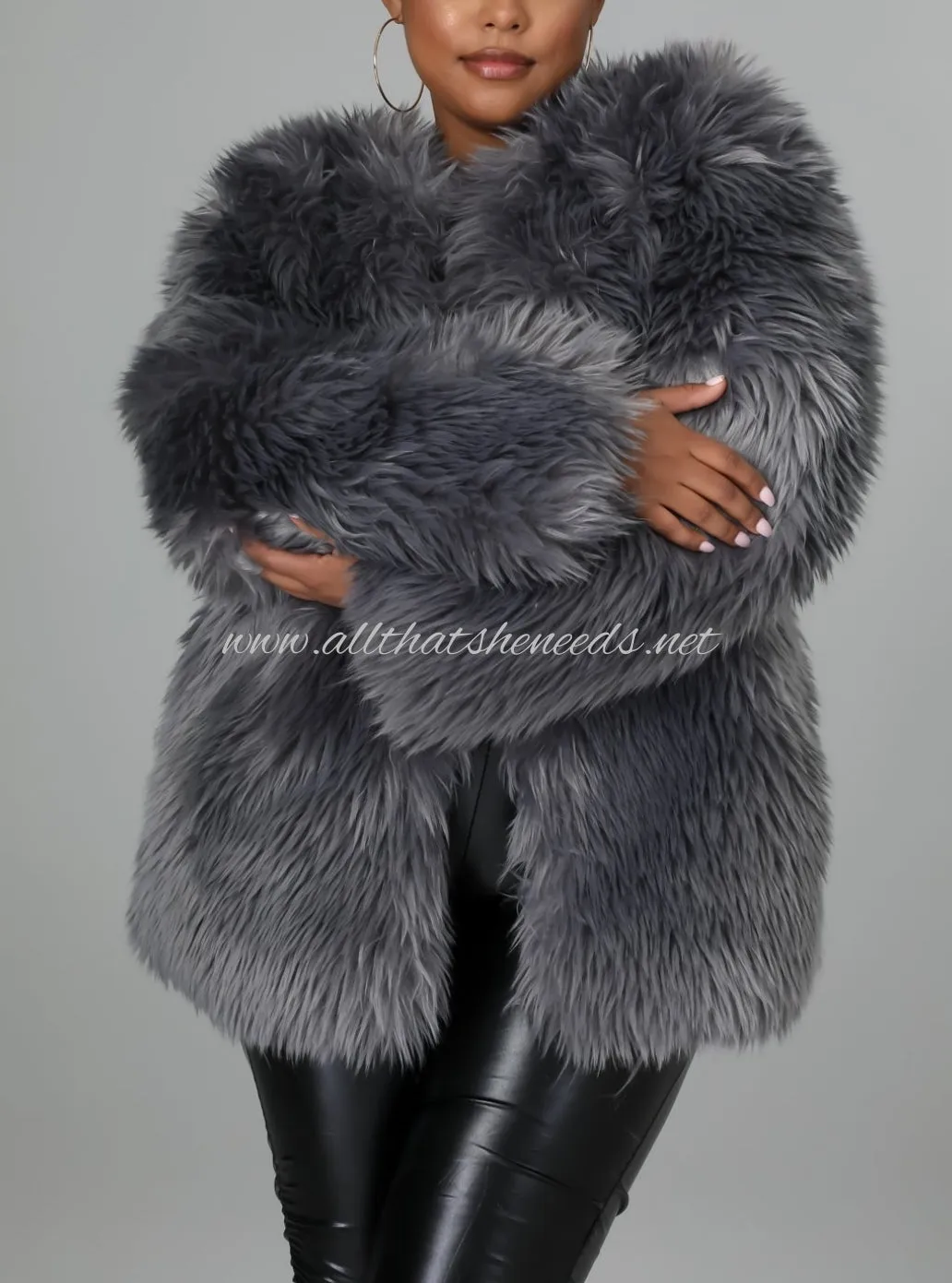 Gray Skies Faux Fur Coat