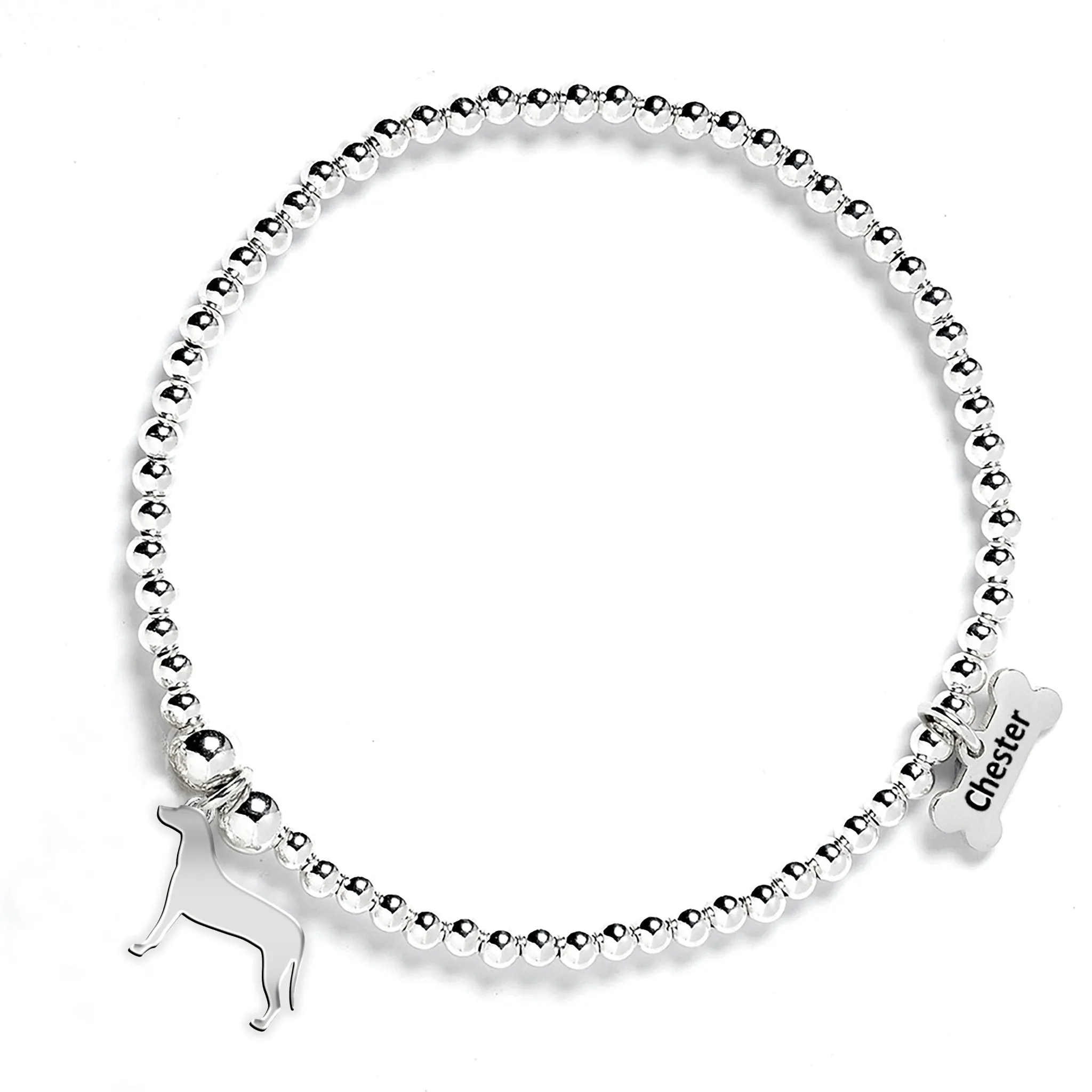 Hamiltonstovare Silhouette Silver Ball Bead Bracelet - Personalised