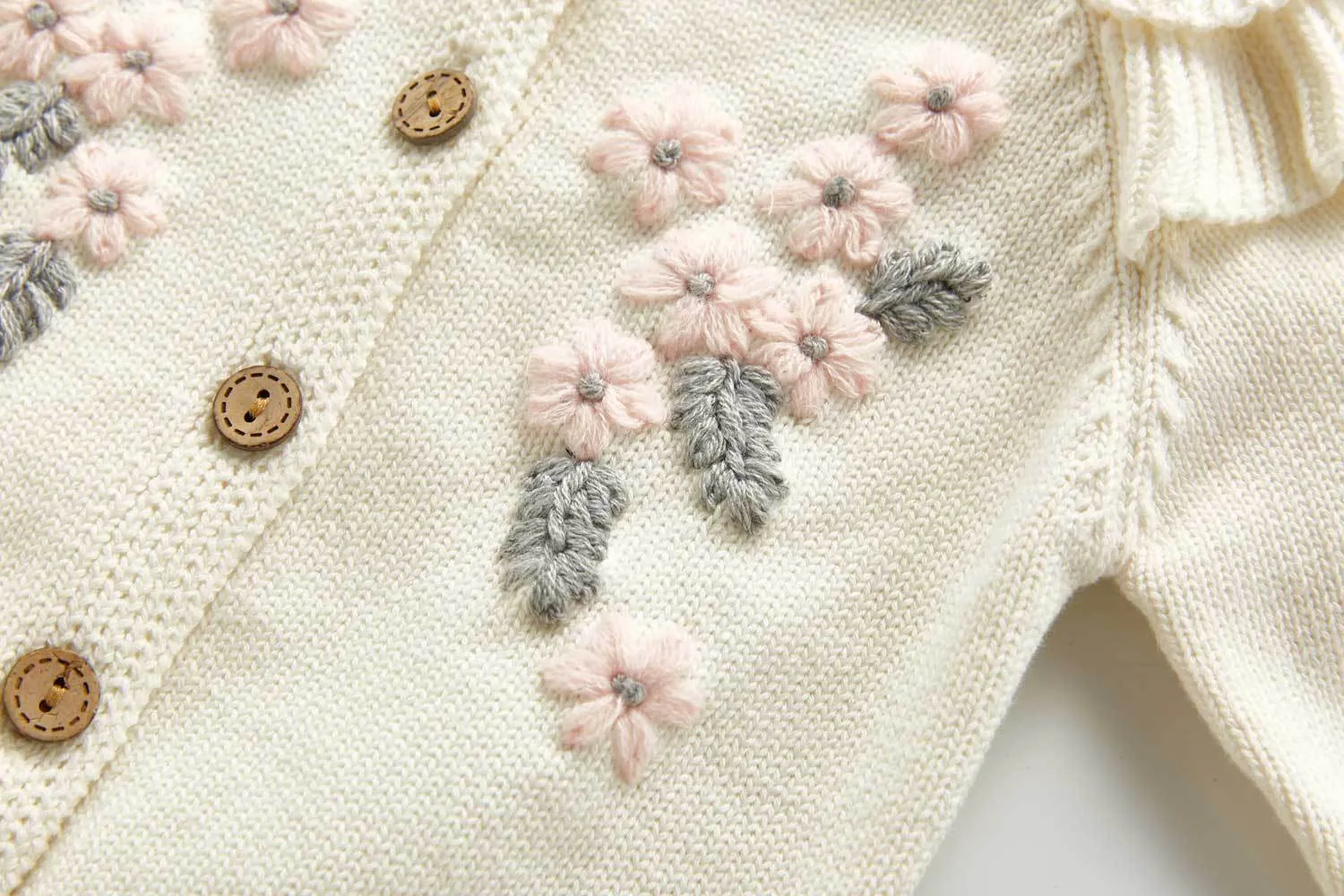 HoneyCherry Baby Girls Sweaters Flower Coat Strap Romper Crawling Clothes Kids Sweater Cardigan