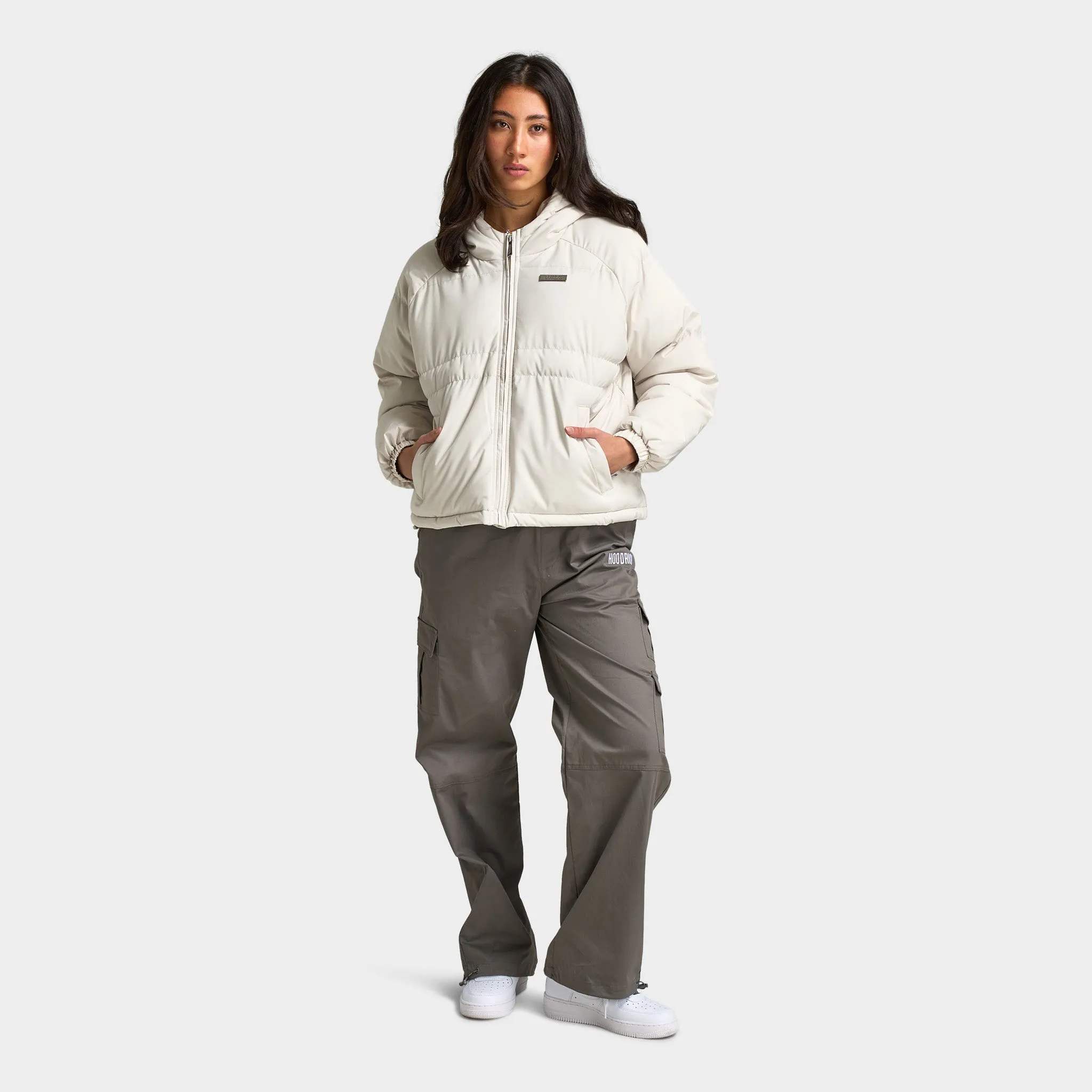 Hoodrich Women's Lara Puffer Jacket Bone White / Silver