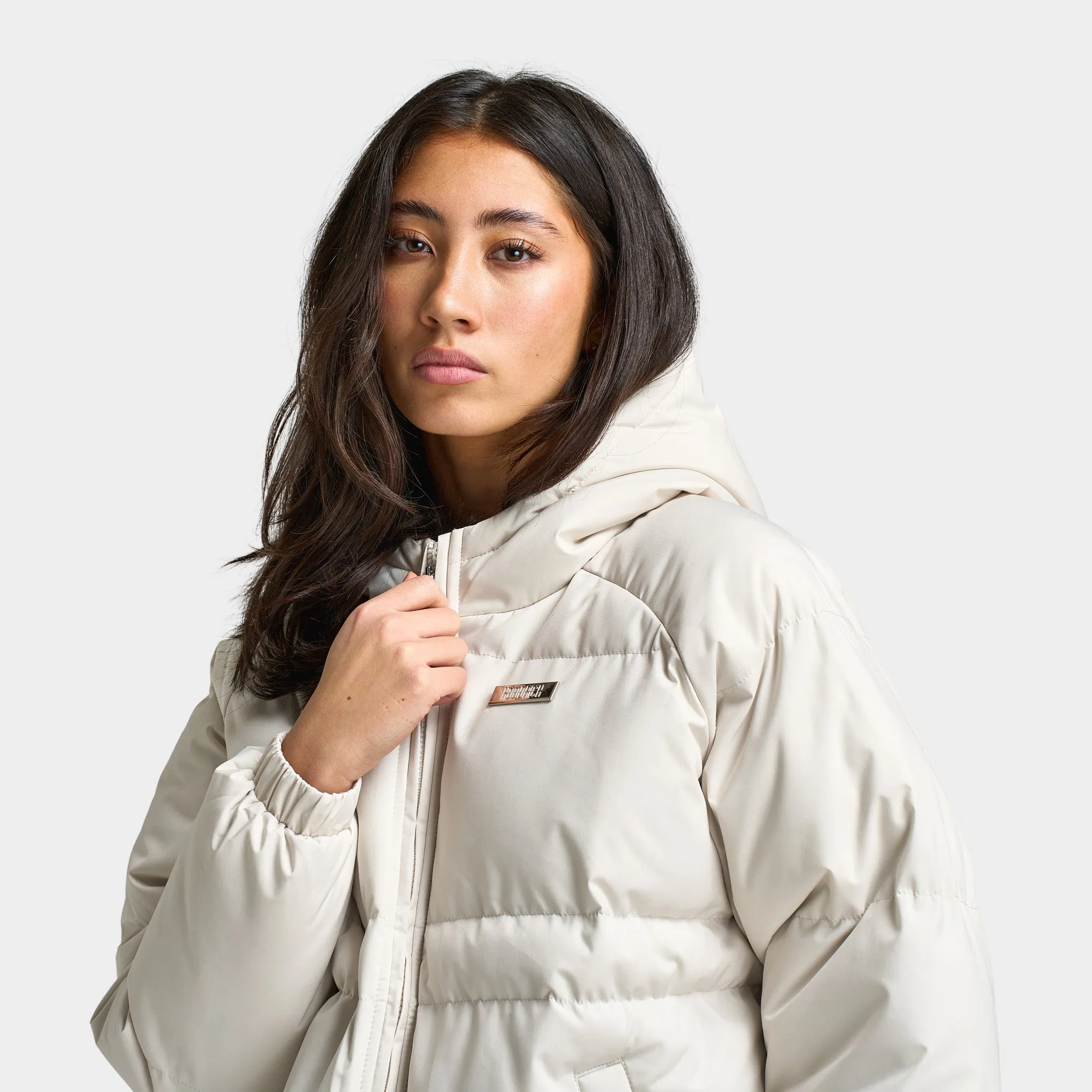 Hoodrich Women's Lara Puffer Jacket Bone White / Silver