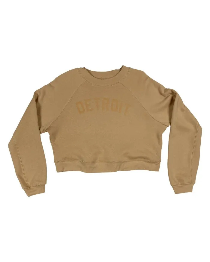 Ink Detroit Women's Raglan Crop Crewneck - Sand