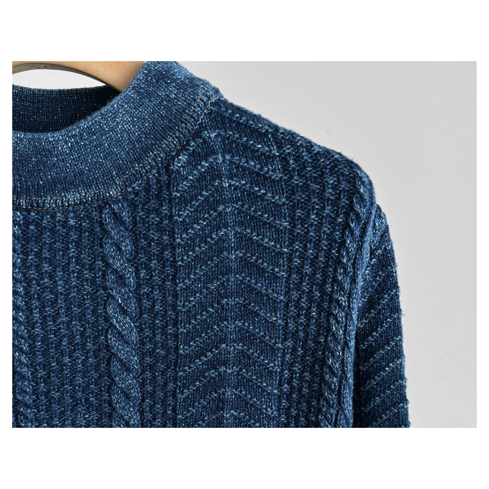 Japanese Indigo Plant Dyed Cable Knit Sweater