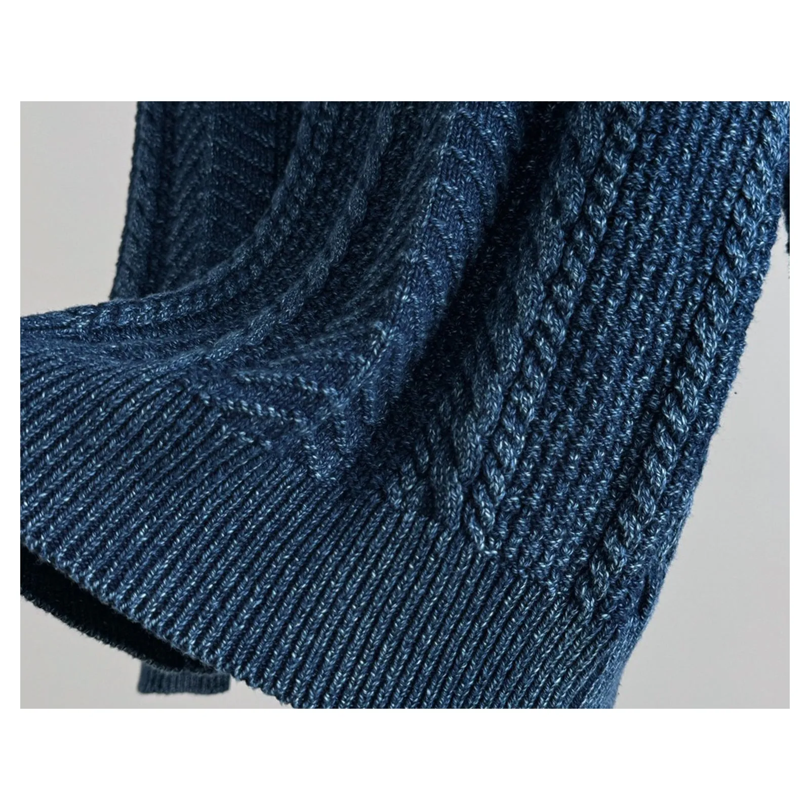 Japanese Indigo Plant Dyed Cable Knit Sweater