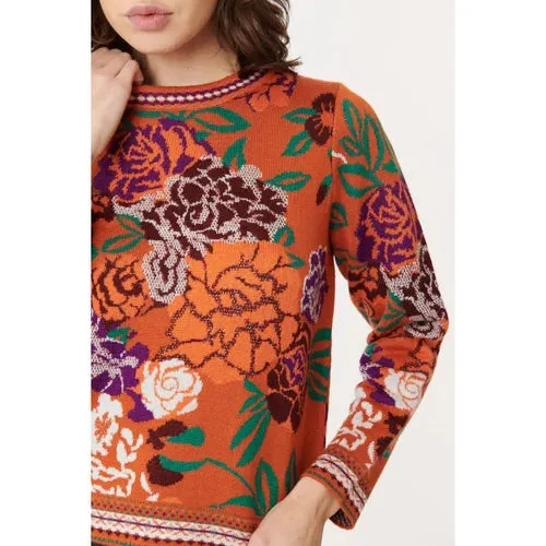 Jeannette Fall Flora Sweater - Rust