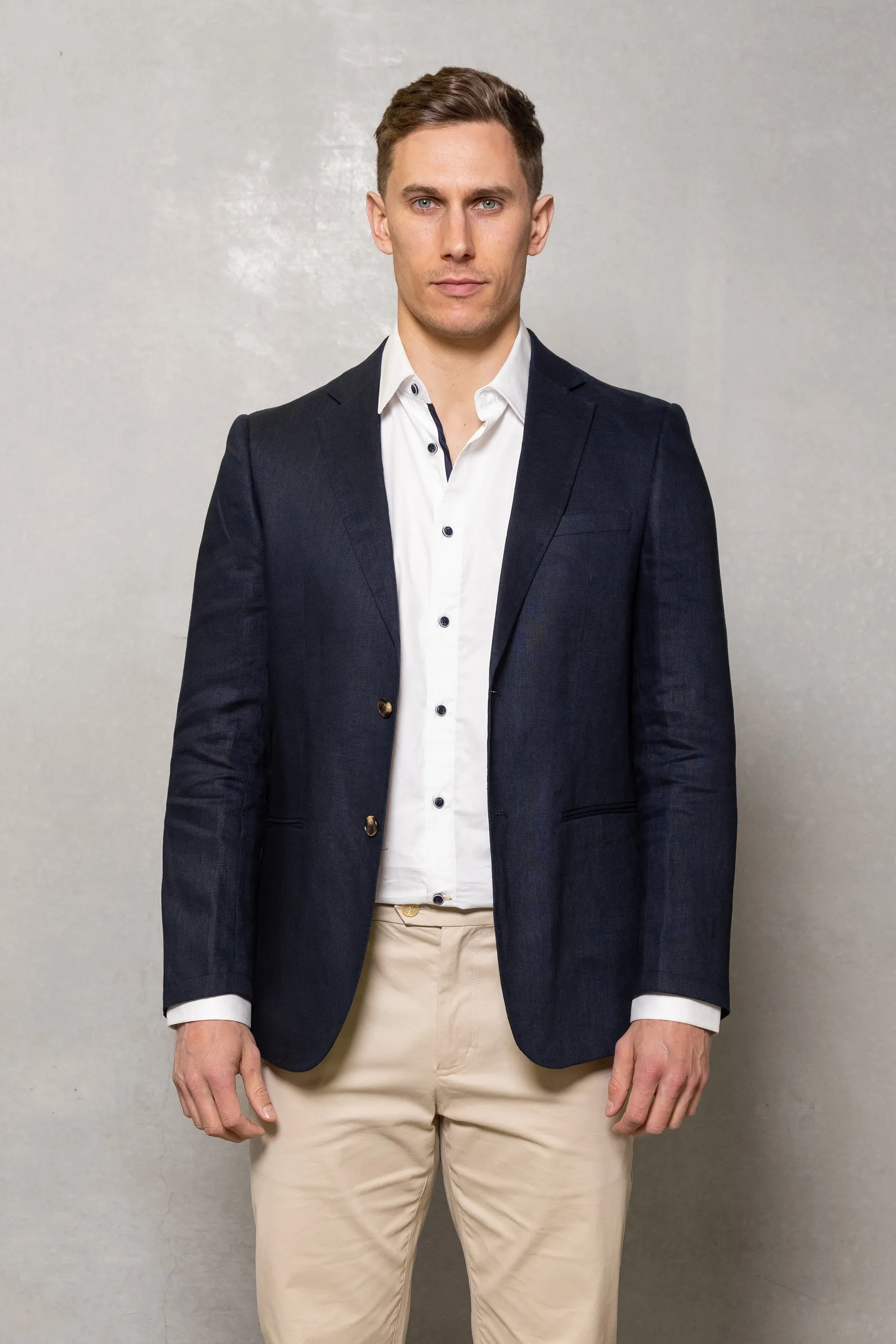 Johnson Linen Blazer: Thunderstorm