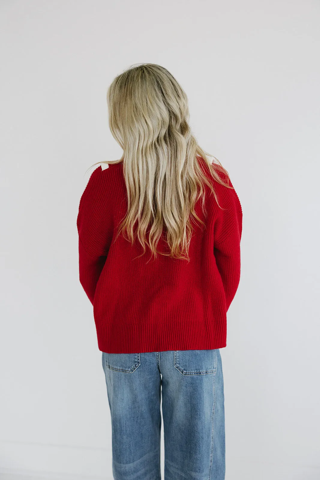 Jovie Bow Cardigan - Red