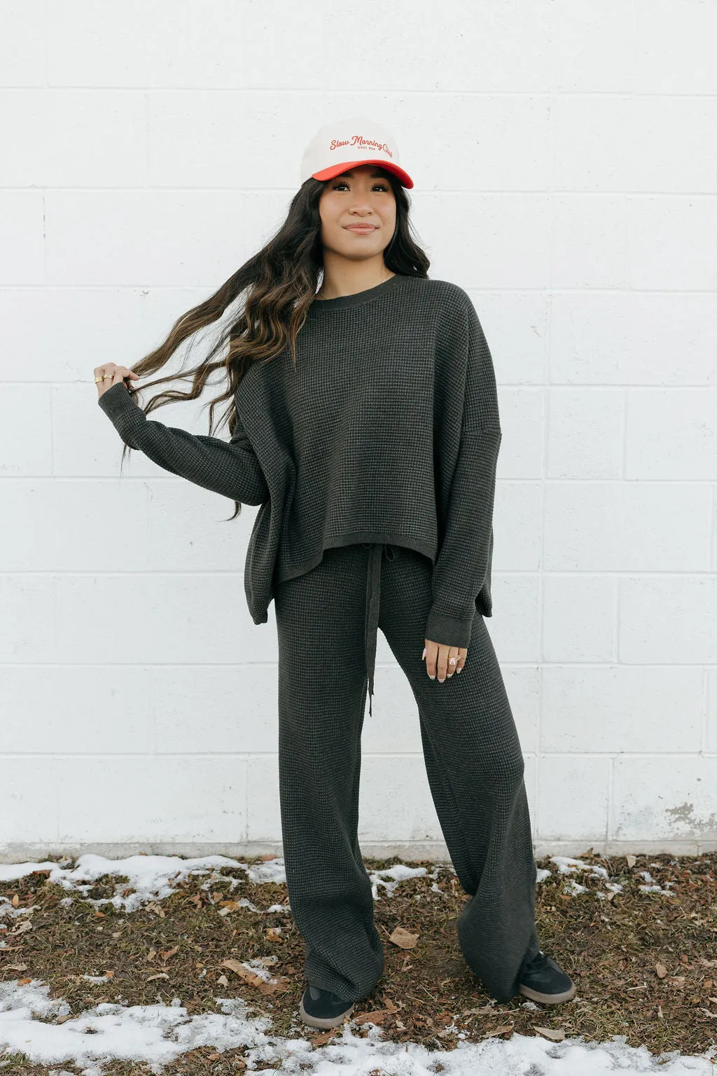 Kaydee Sweater Pants-Heathered Charcoal