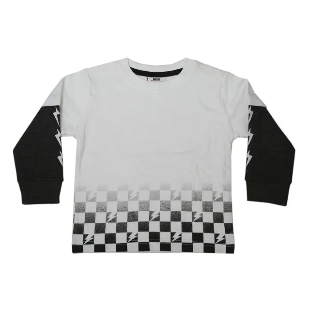 🎁Kids Long Sleeve Thermal 2FER Shirt - Checkered Bolts