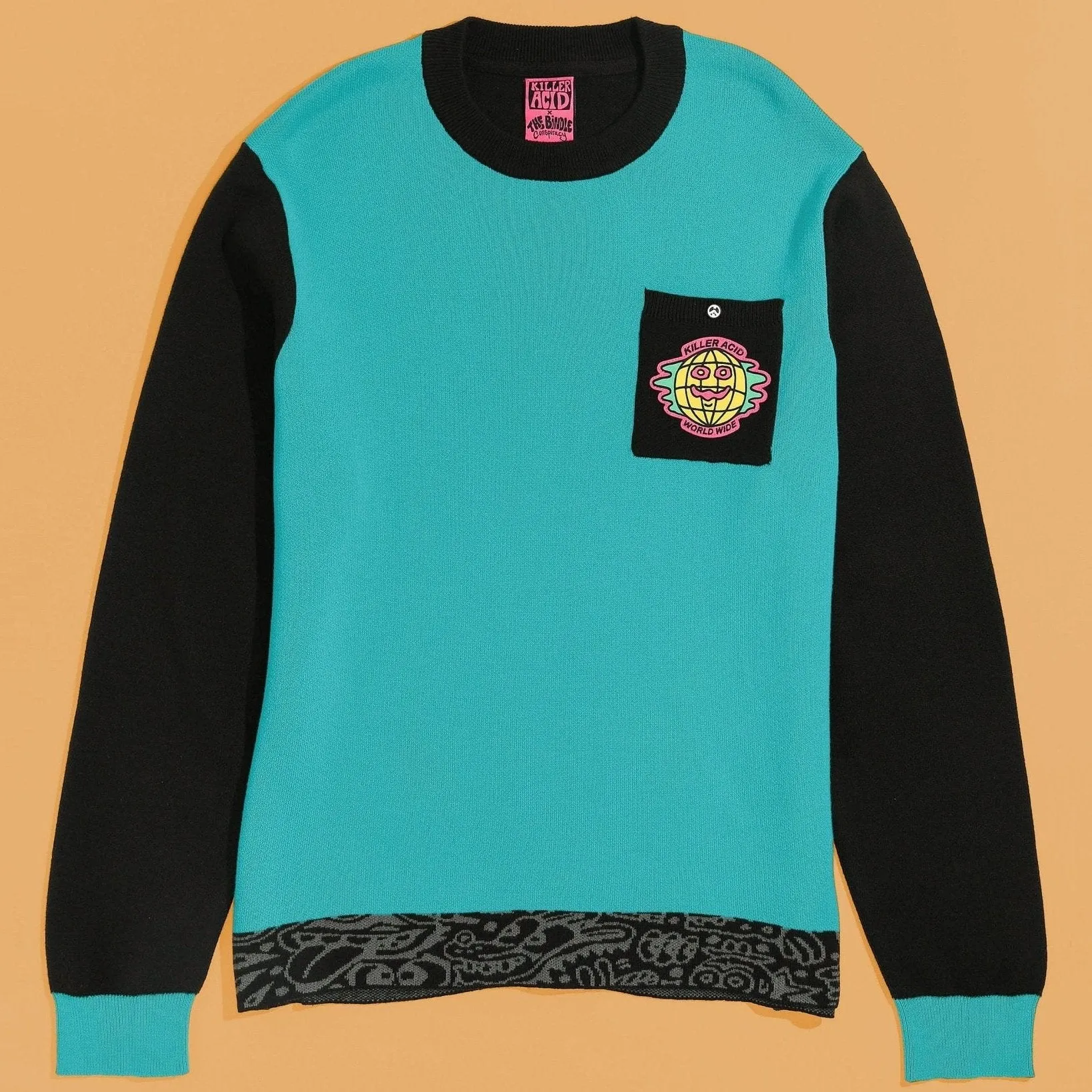 Killer Acid x The Bindle Conspiracy World Wide Teal & Black Sweater