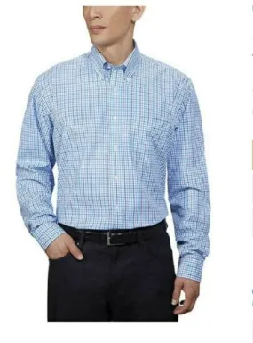 Kirkland Traditional Fit Dress Shirt Non-Iron Blue Plaid