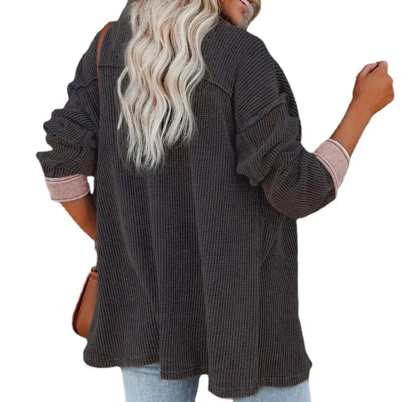 Knitted Sweater Autumn Winter Street Lapel Single Breasted Long Sleeved Upper Garment Coat