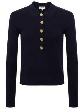 L'Agence Sterling Collared Embellished Sweater