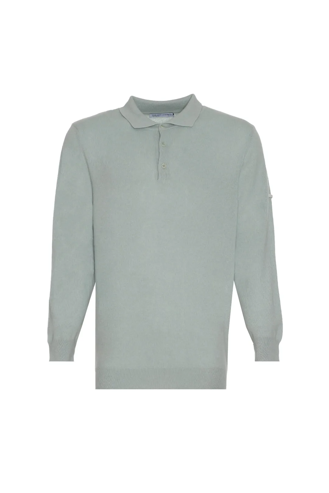 Light Green Pure Cashmere Men's Polo Sweater