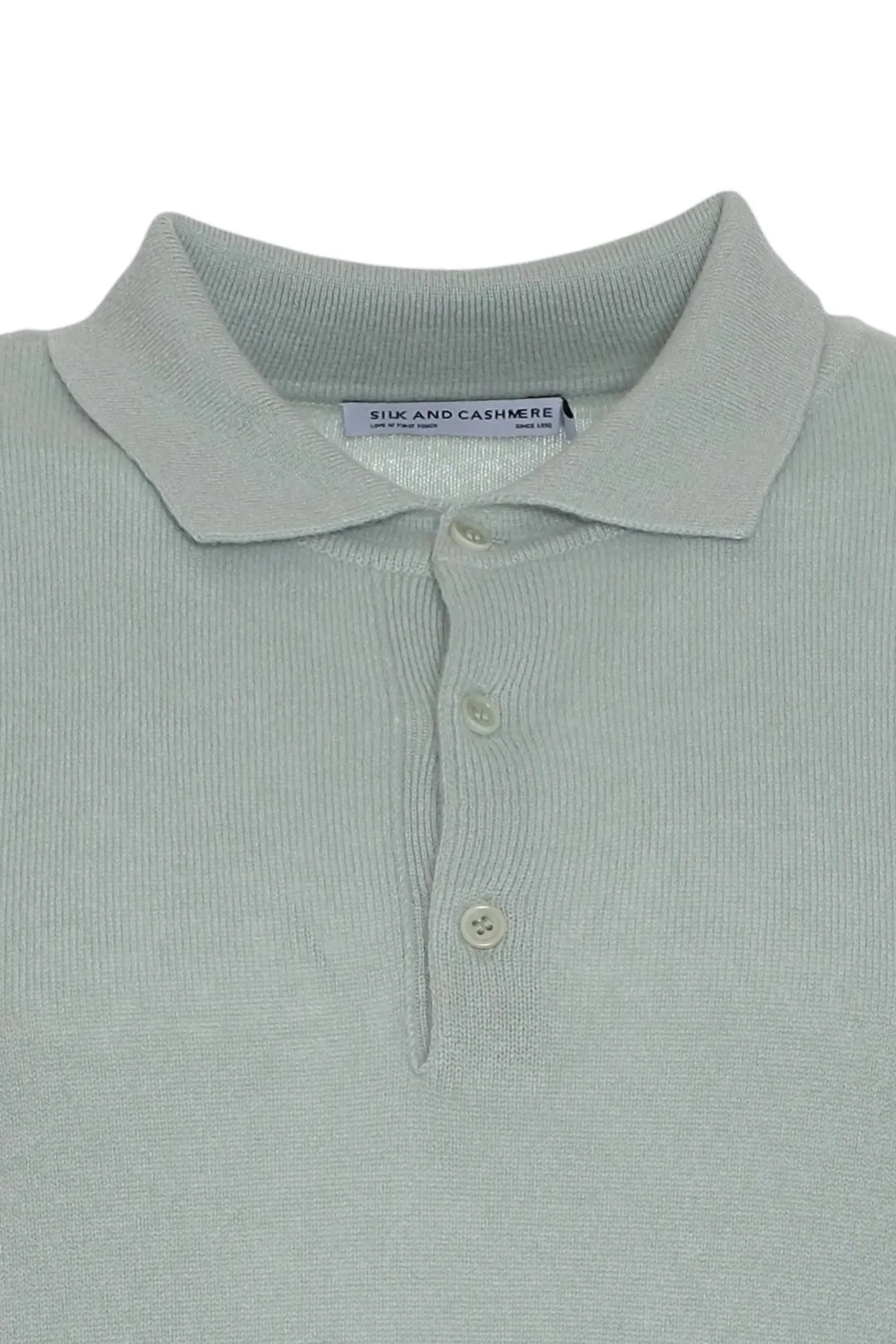 Light Green Pure Cashmere Men's Polo Sweater