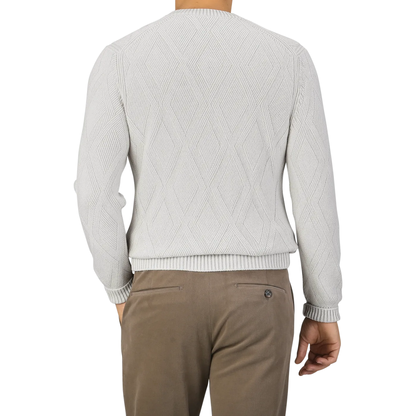 Light Grey Wool Cashmere Diamond Knit Sweater