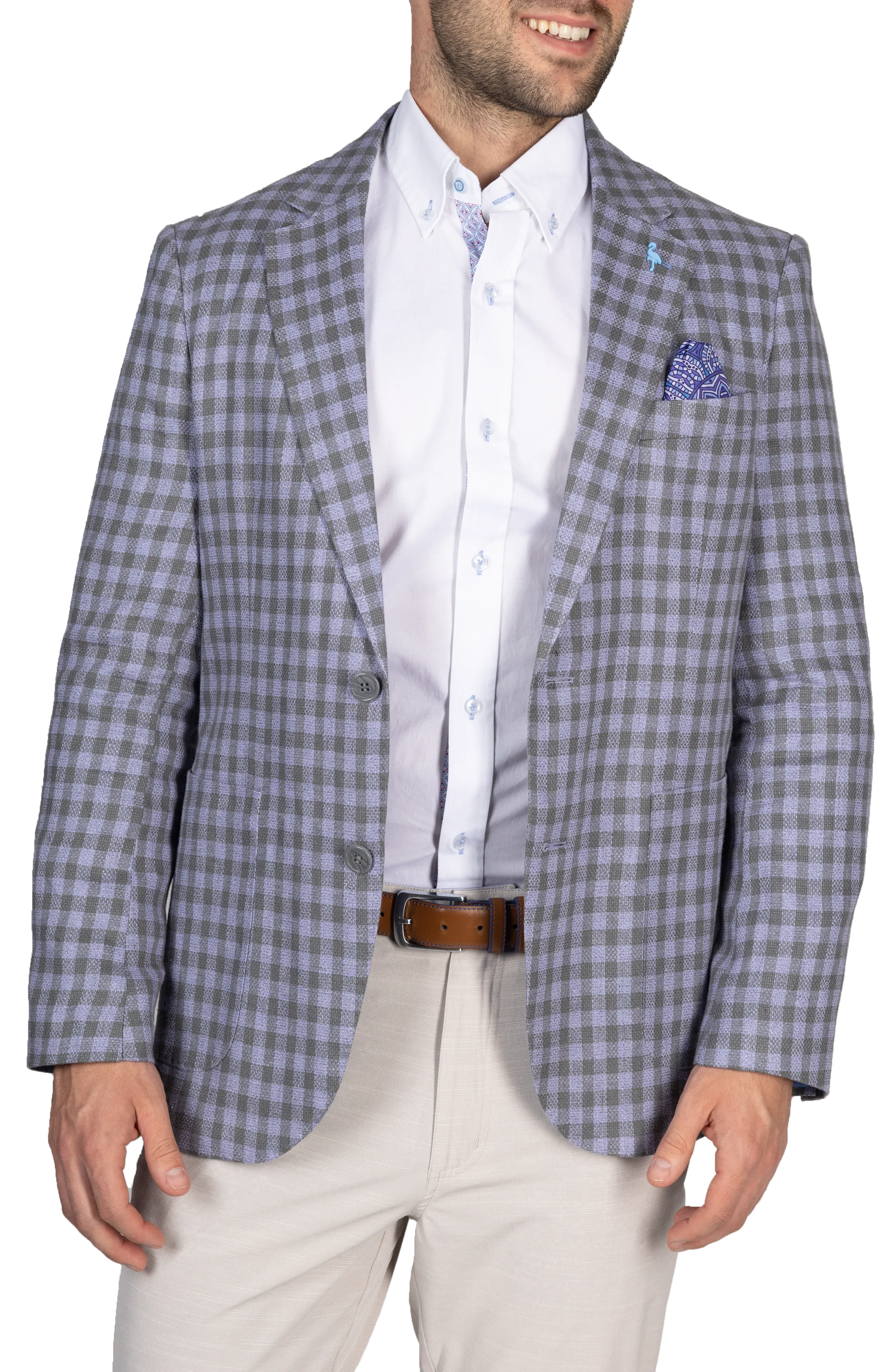 Lilac & Grey Textured Houndstooth Sport Coat