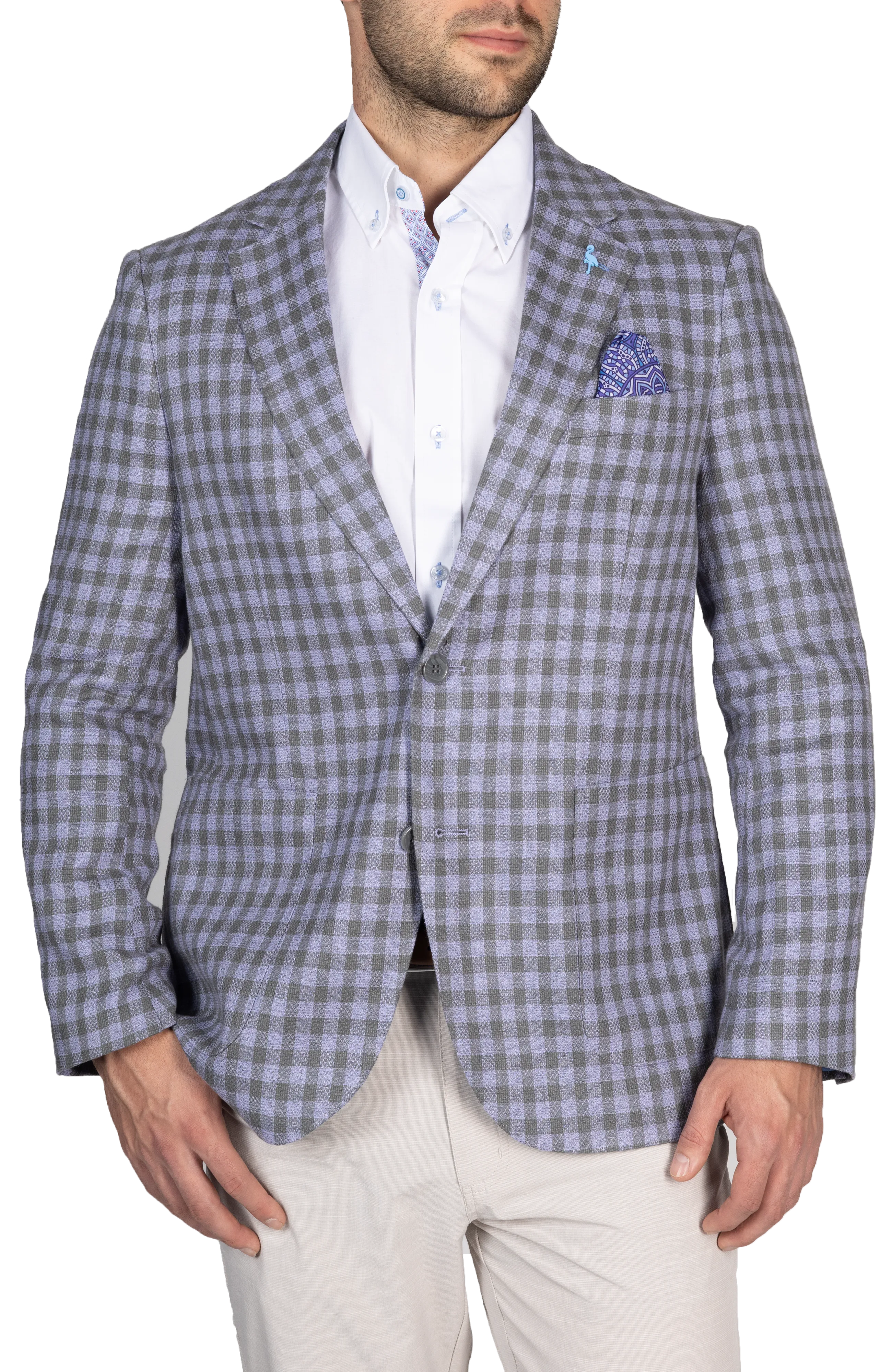 Lilac & Grey Textured Houndstooth Sport Coat