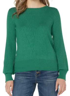 Long Sleeve Crew Neck Sweater - Emerald Heather