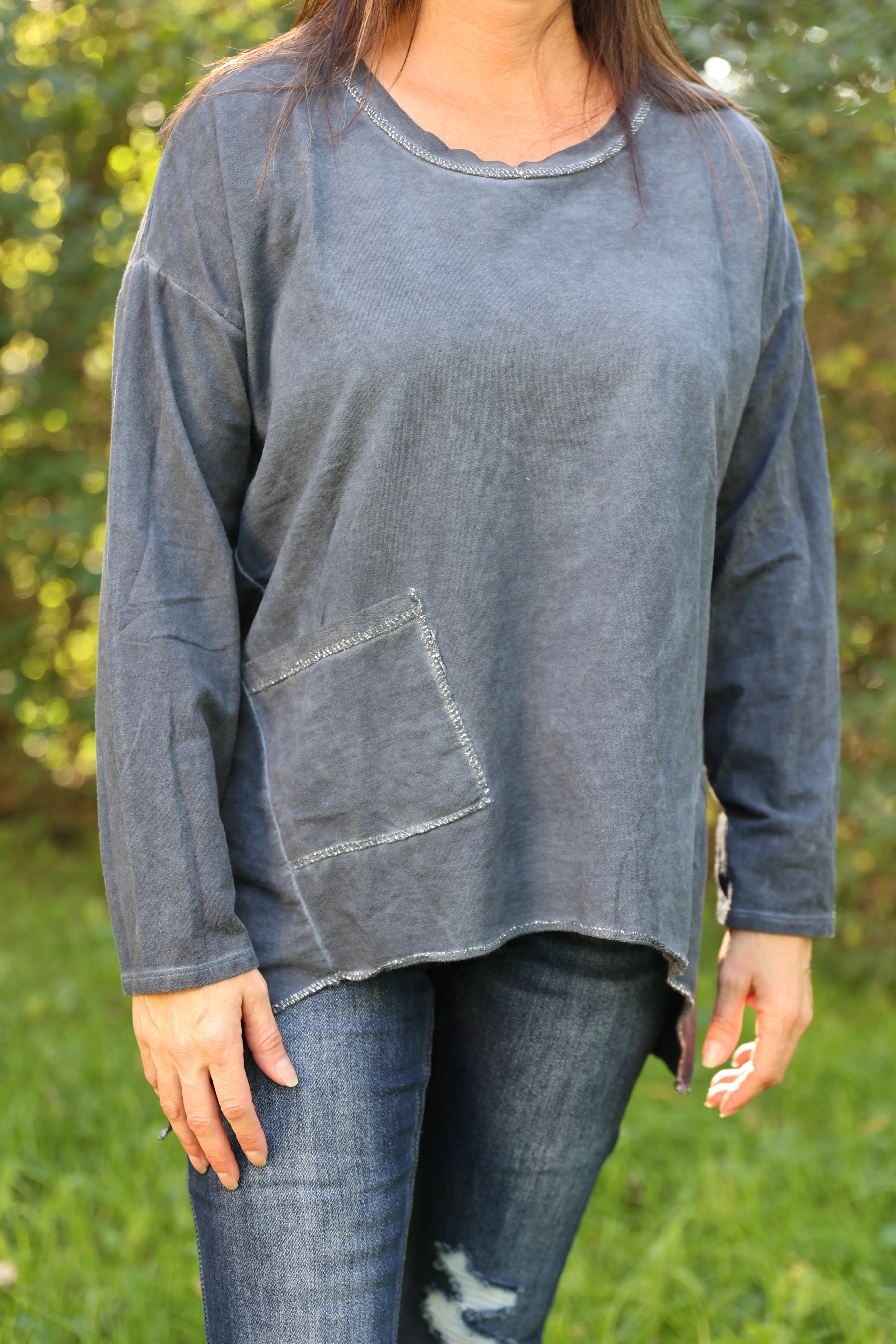 Long Sleeve Top In Navy