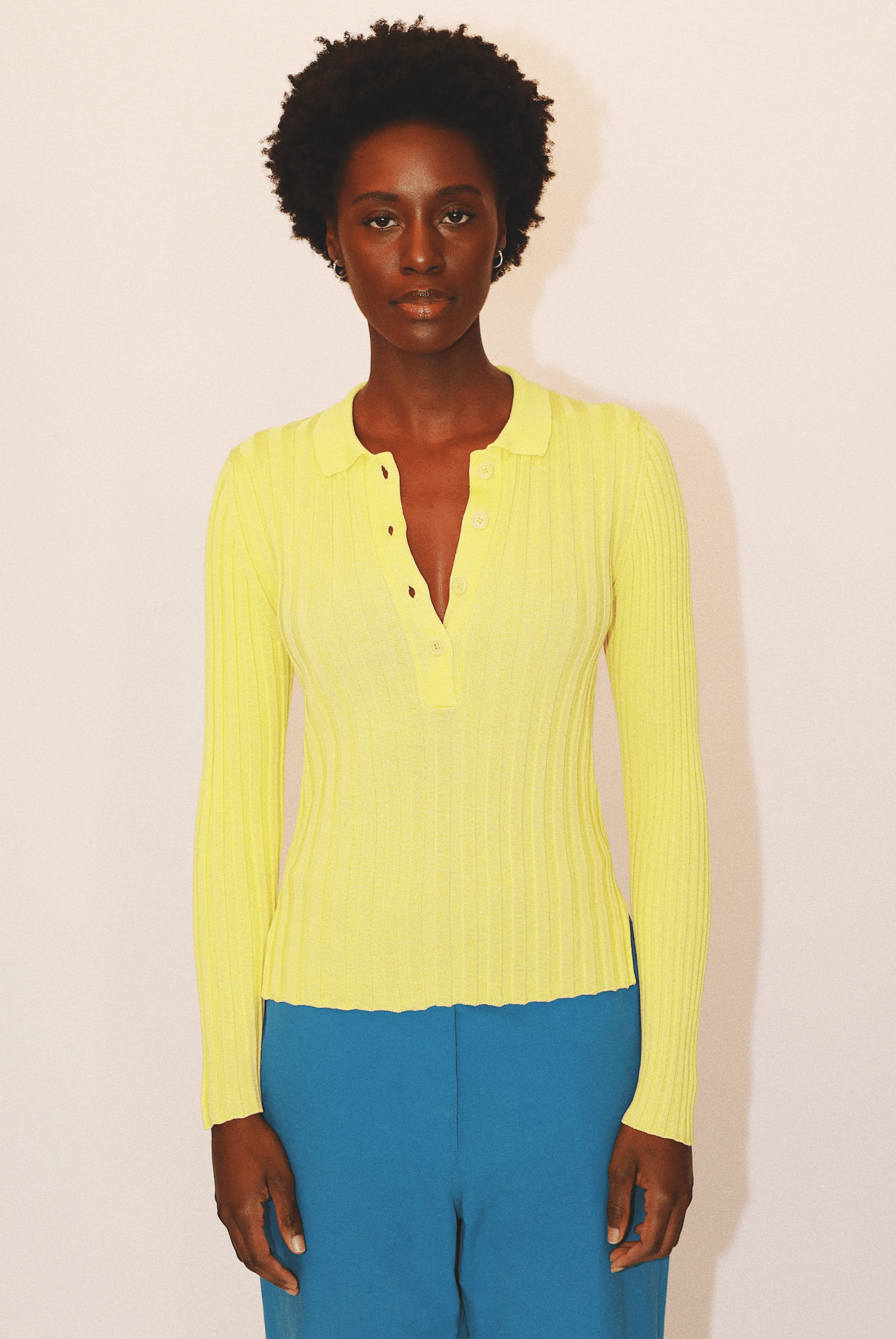 Lottie Ribbed Collar Sweater in Organic Cotton