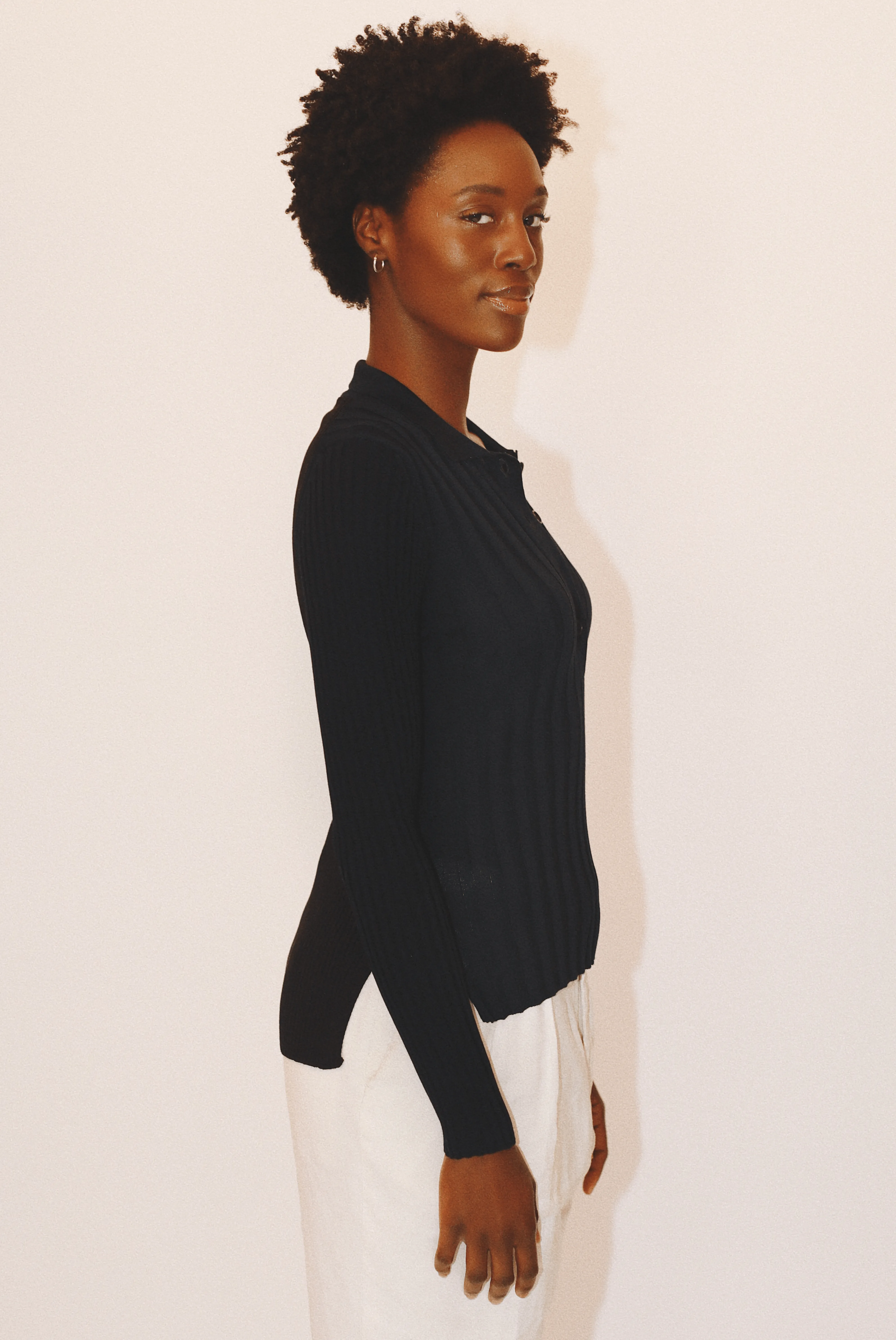 Lottie Ribbed Collar Sweater in Organic Cotton