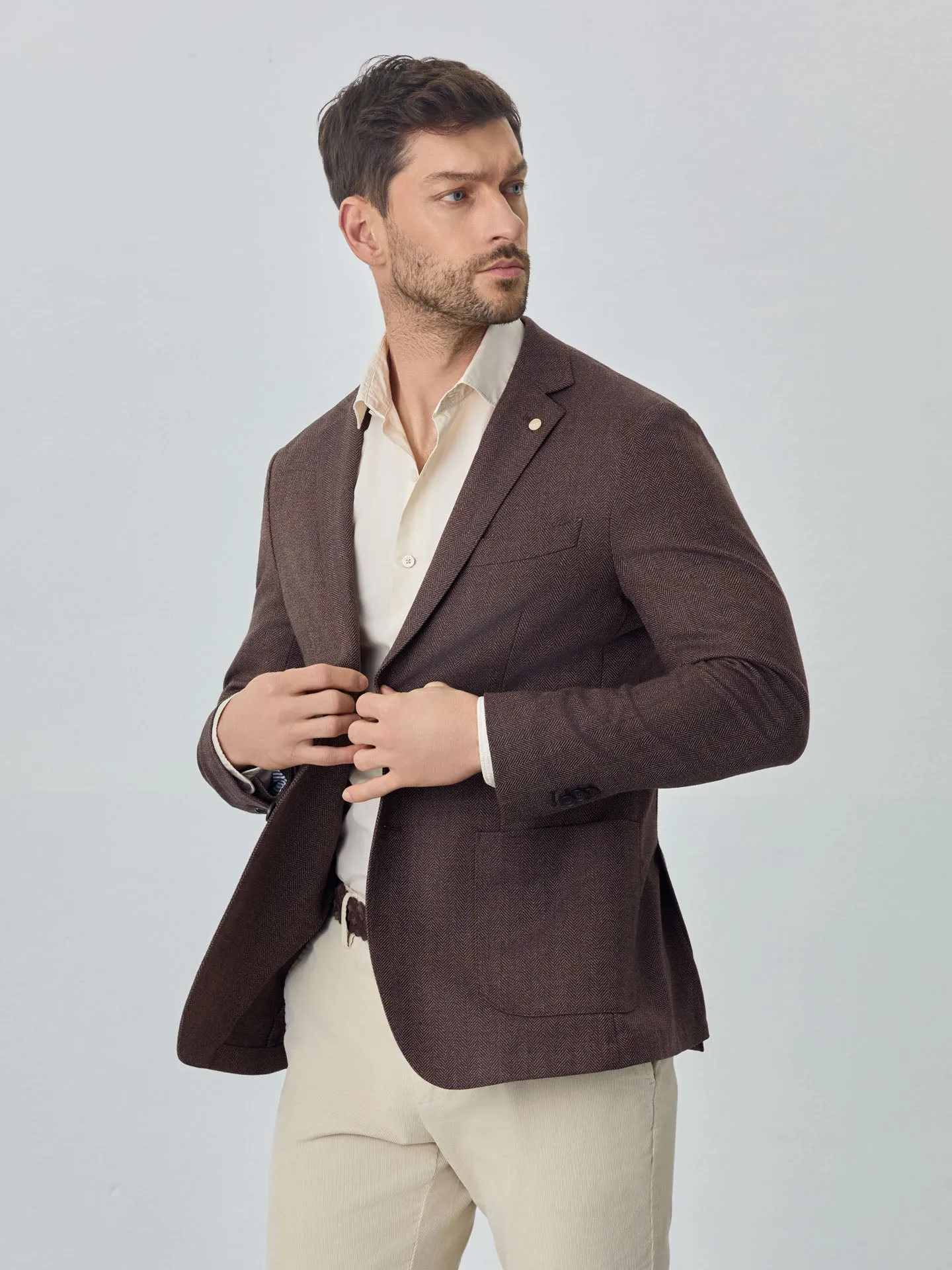 Luxeleisure Edition herringbone bi-stretch blazer