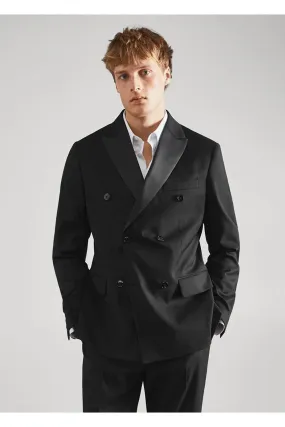 Mango Men's Satin Collar Blazer Jacket